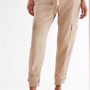Express Beige Ankle Cargo Pants
